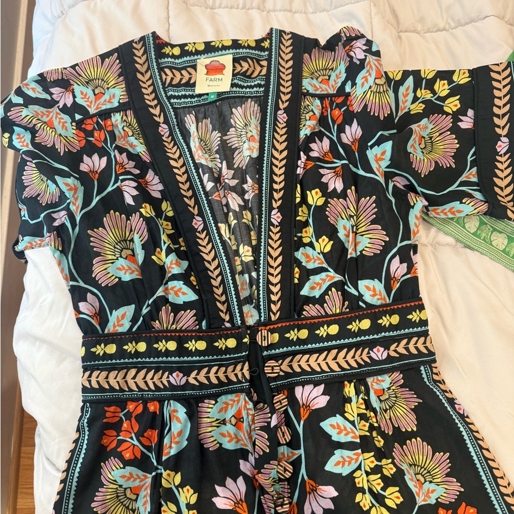 FARM Rio Navy Jumpsuit with Floral Accents